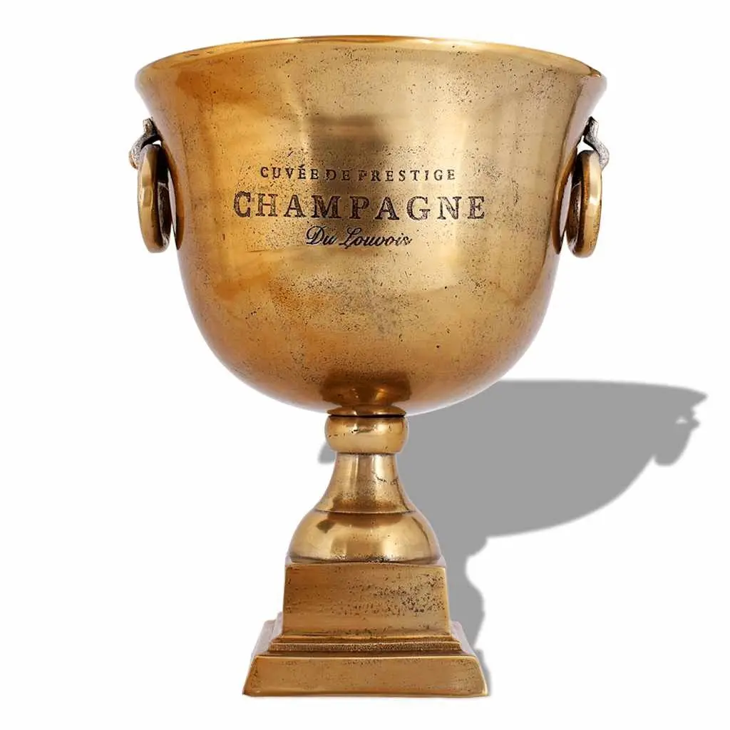 Trophy Cup Champagne Cooler Wine Ice Bucket with Handles Party Beverage Brown