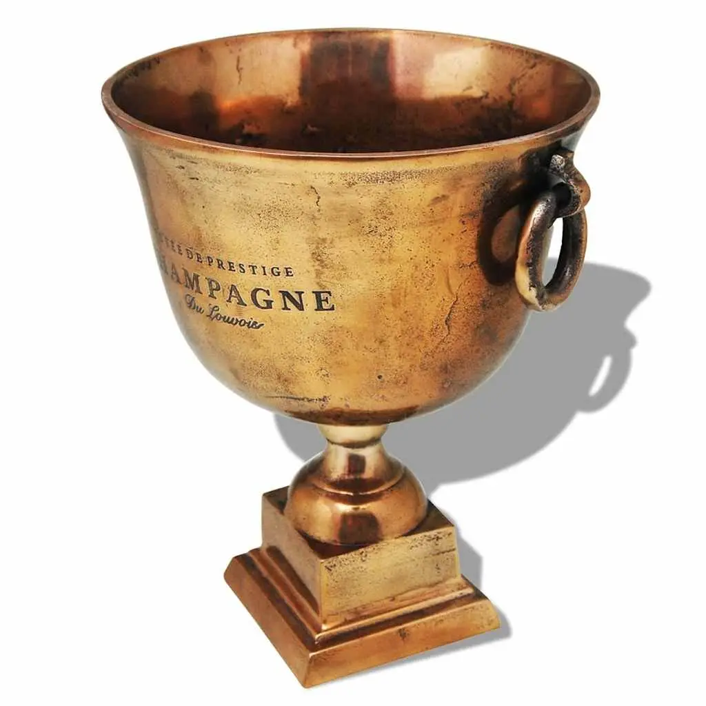 Trophy Cup Champagne Cooler Wine Ice Bucket with Handles Party Beverage Brown