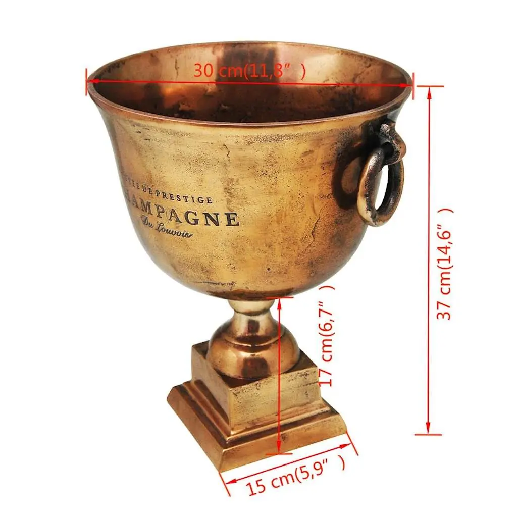 Trophy Cup Champagne Cooler Wine Ice Bucket with Handles Party Beverage Brown