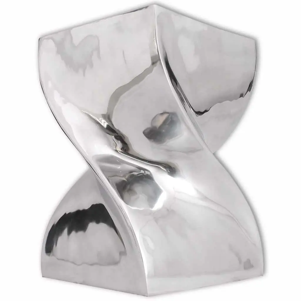 Twisted Aluminium Stool Side Table End Table Display Stand Silver