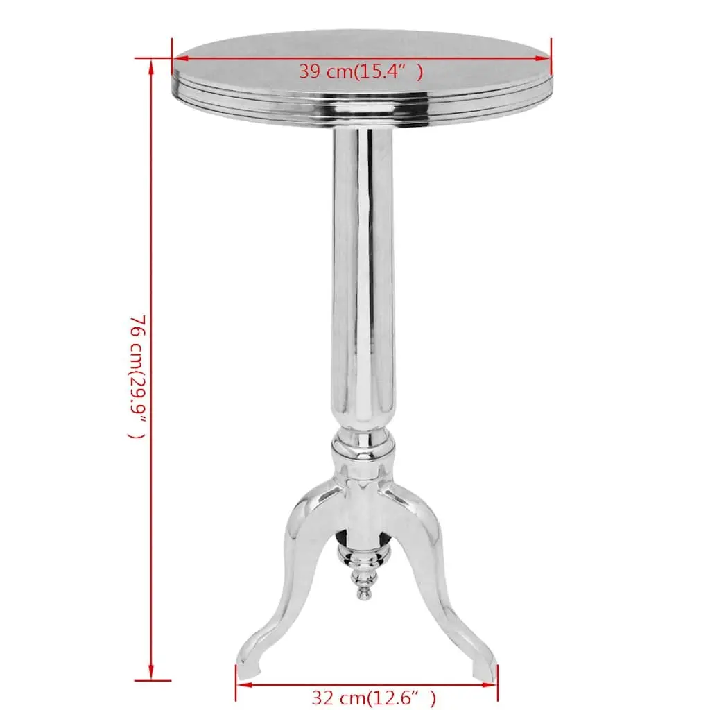 Round Side Table with Aluminium Frame and Silver Finish