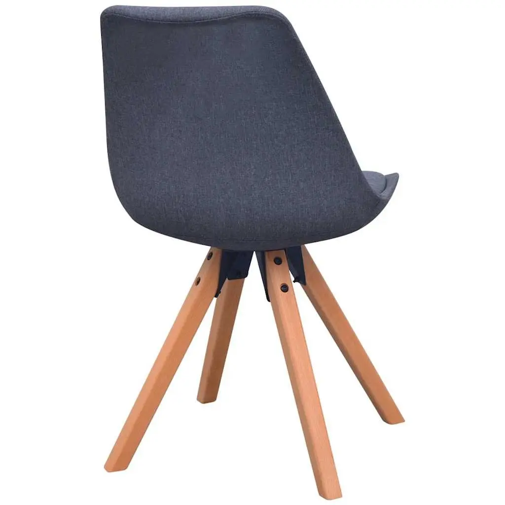 Dining Chairs 2 pcs Grey Fabric Retro Kitchen Seating Padded Seat Wooden Legs