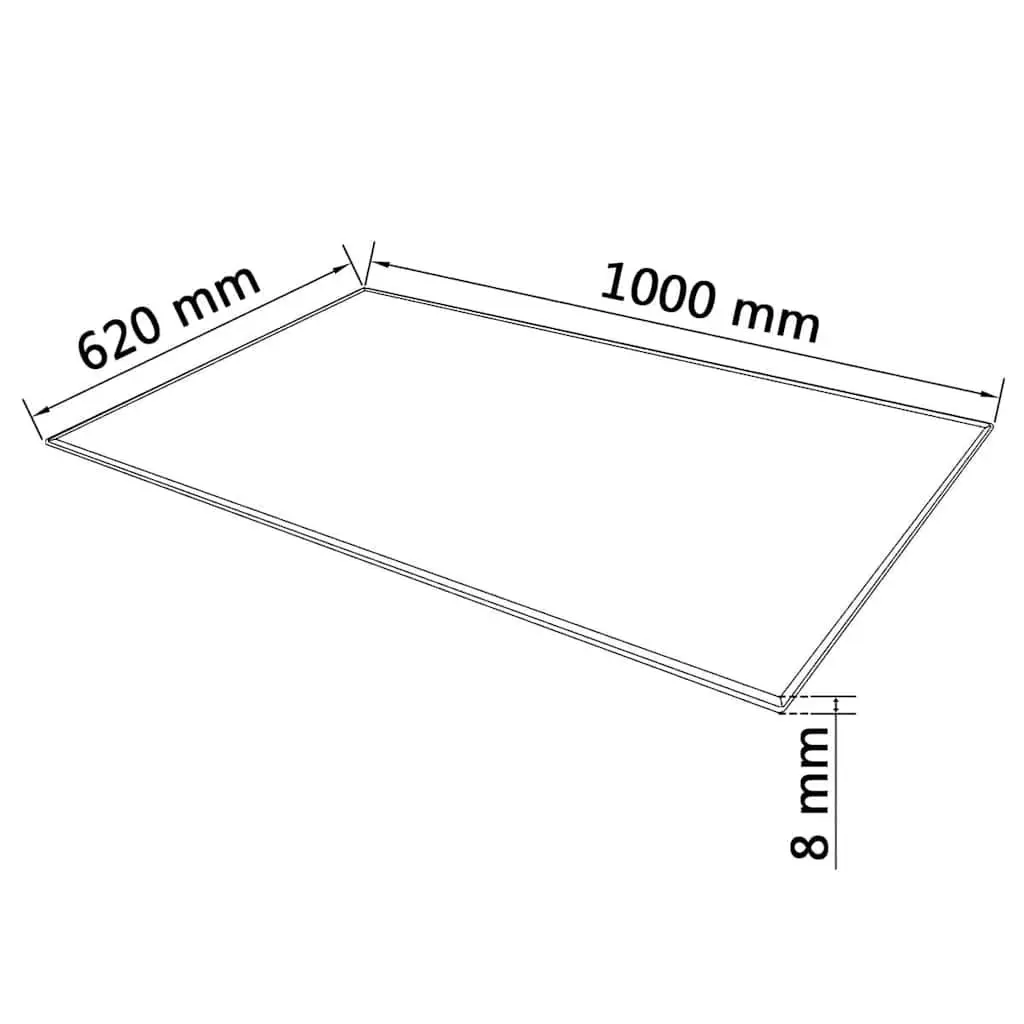 Clear Tempered Glass Table Top Rectangular 1000x620mm for Dining Coffee Garden Use