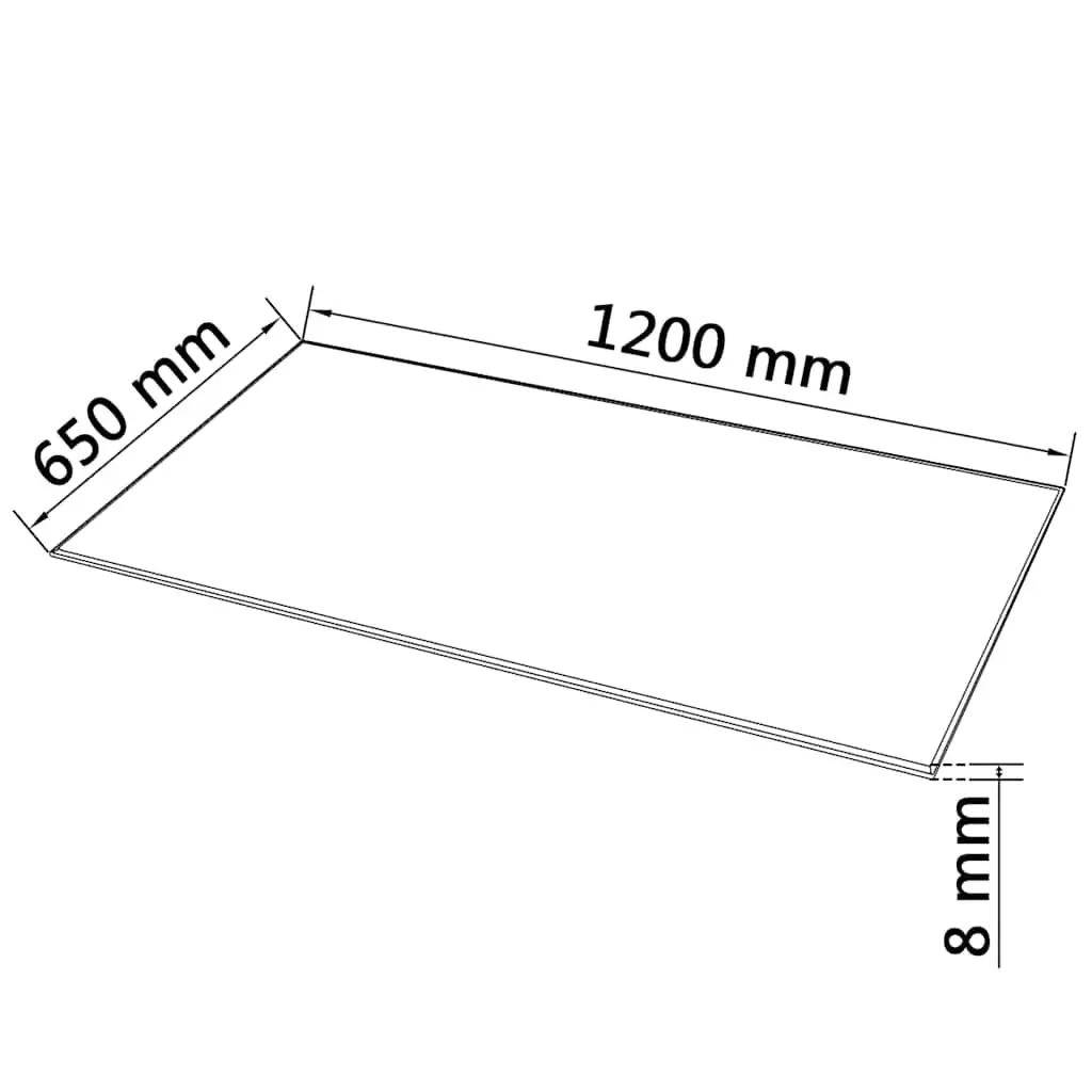 1200x650mm Tempered Glass Table Top