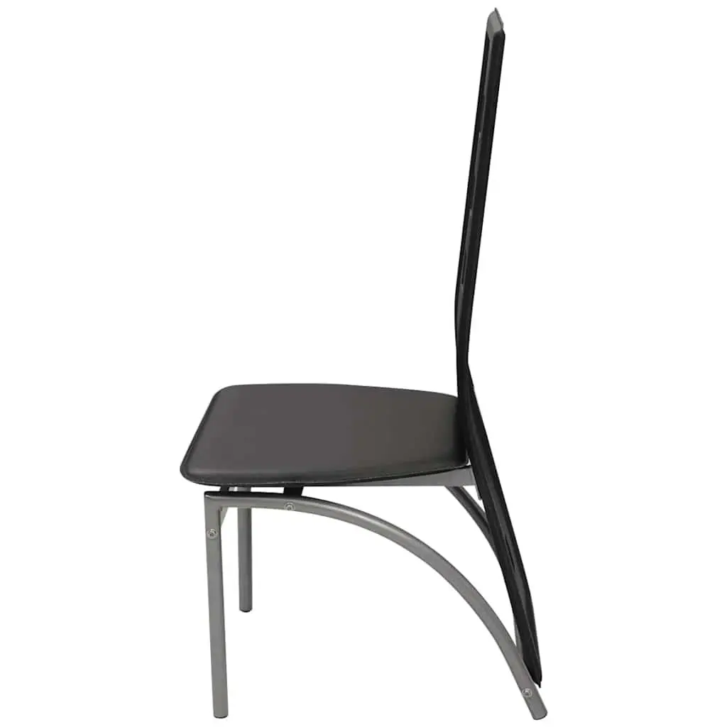 Dining Chairs Set of 2 Black Faux Leather Kitchen Room High Backrest