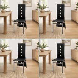 Black Faux Leather Dining Chairs Set of 4 with Steel Frame