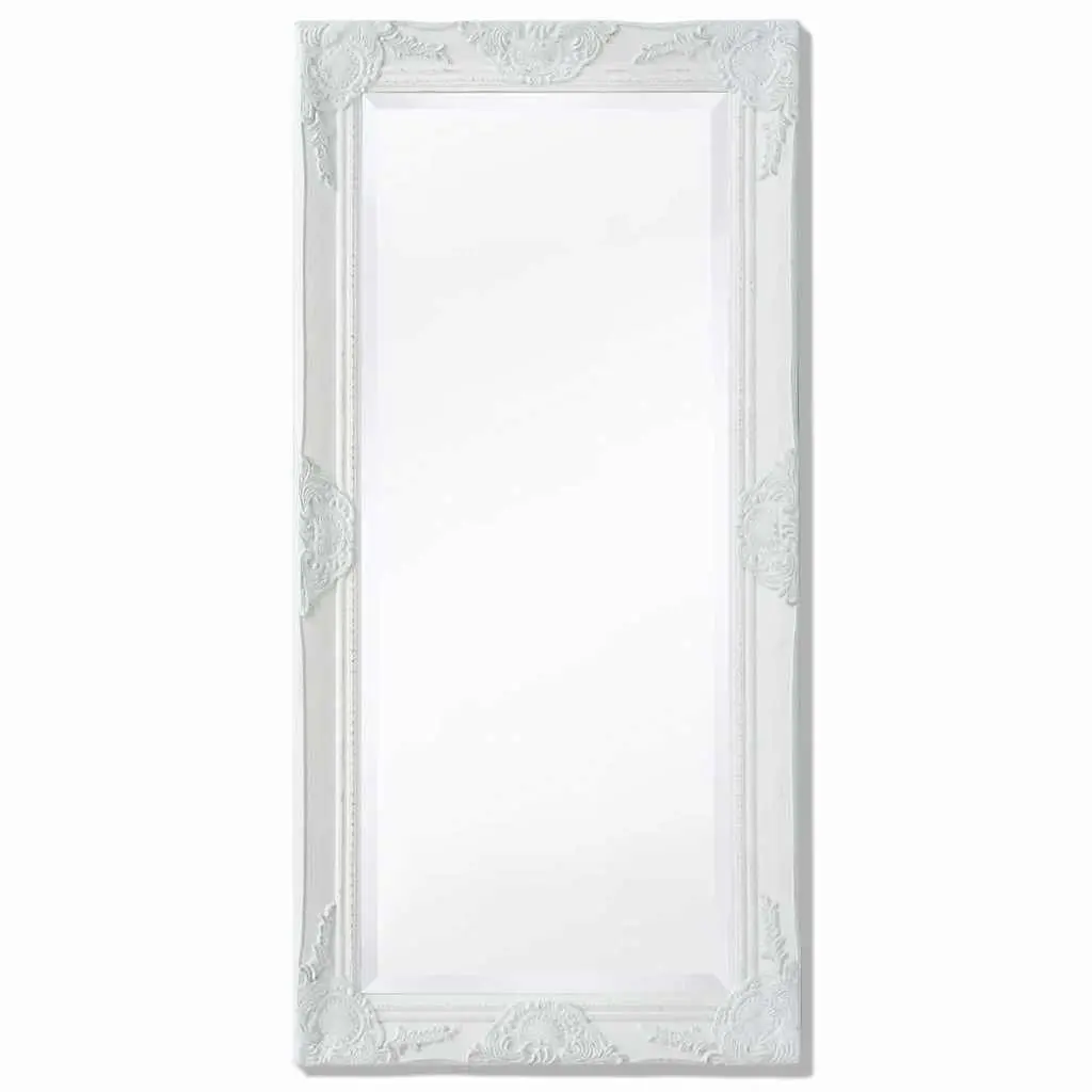 Wall Mirror Baroque Style White Ornate Frame 100 x 50 cm Home Decor