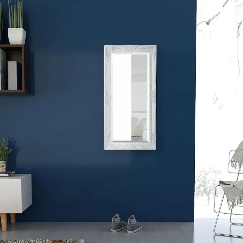 Wall Mirror Baroque Style White Ornate Frame 100 x 50 cm Home Decor