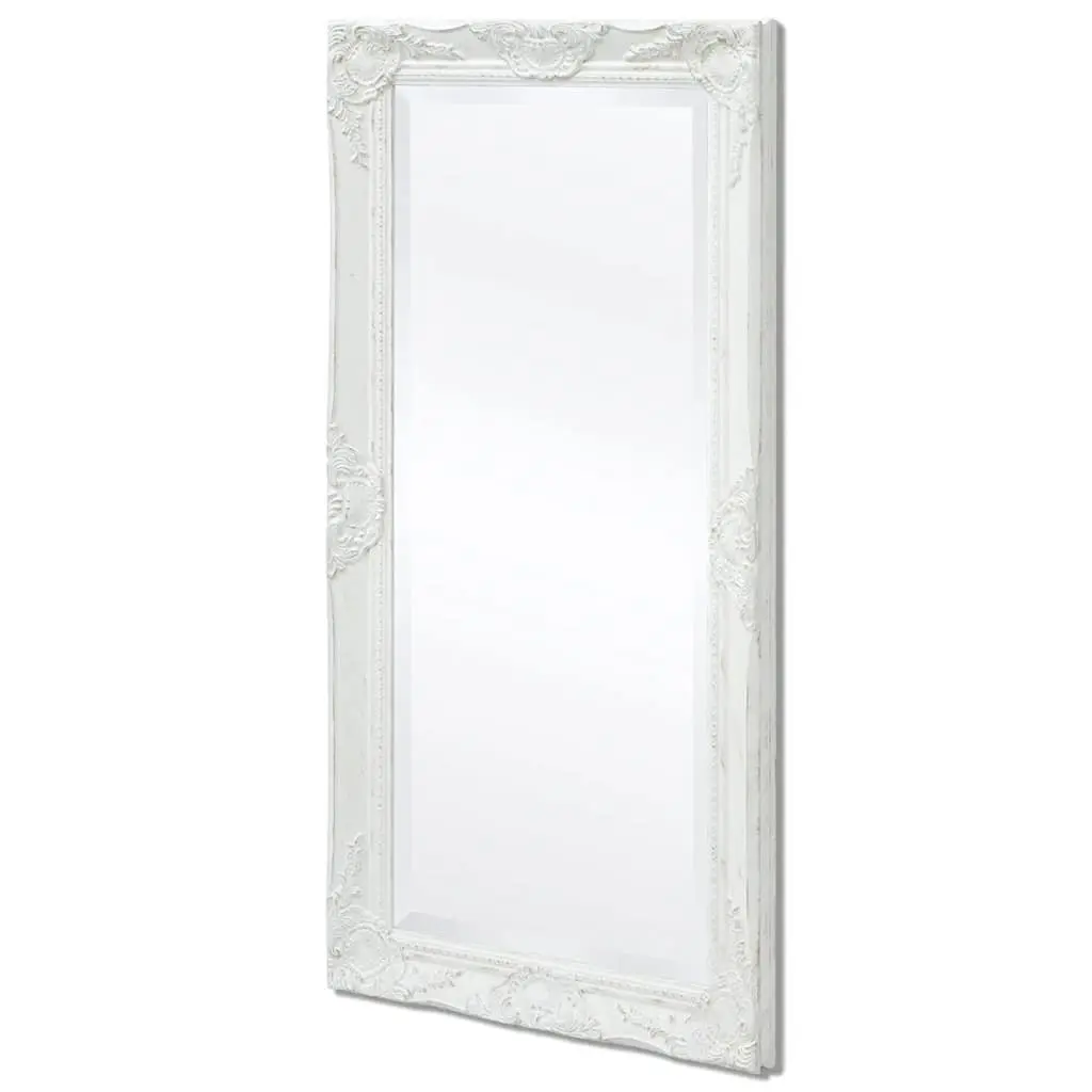 Wall Mirror Baroque Style White Ornate Frame 100 x 50 cm Home Decor