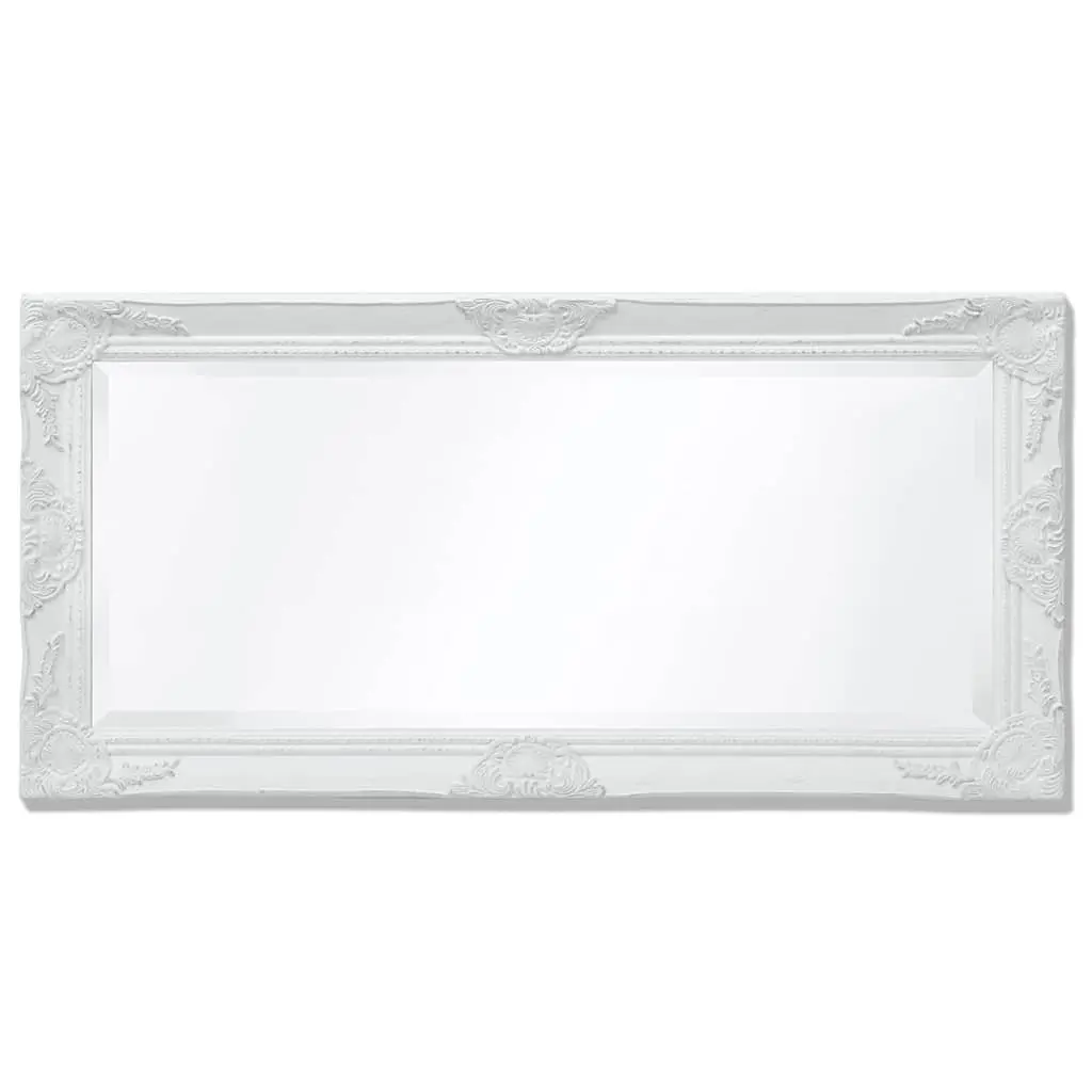 Wall Mirror Baroque Style White Ornate Frame 100 x 50 cm Home Decor