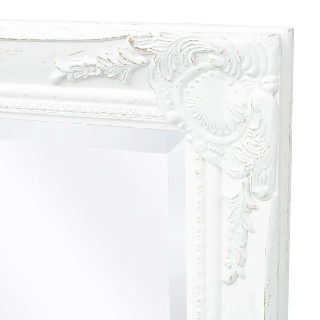 Wall Mirror Baroque Style White Ornate Frame 100 x 50 cm Home Decor