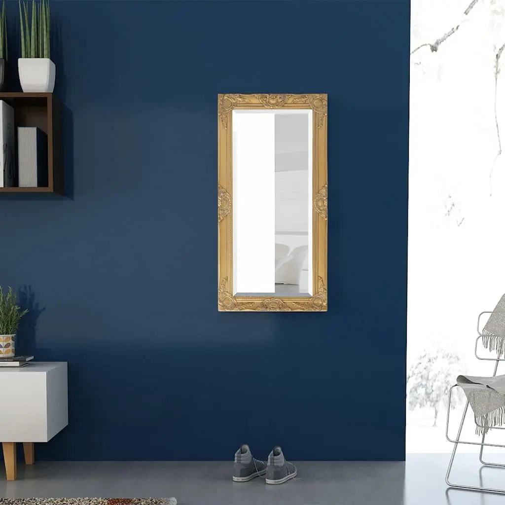 Ornate Wall Mirror Baroque Style Gold Wooden Frame Bevelled Edge 100x50cm for Bedroom Dressing Room Living Space