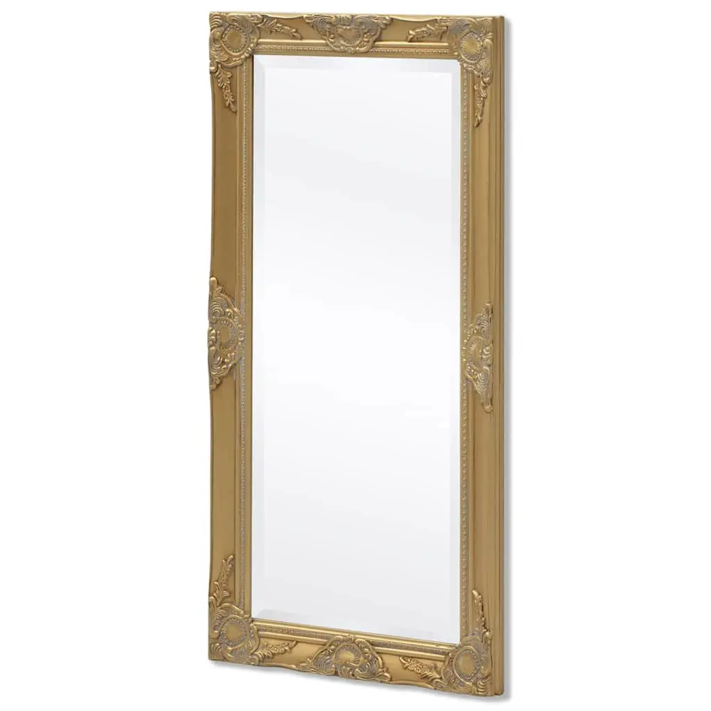 Ornate Wall Mirror Baroque Style Gold Wooden Frame Bevelled Edge 100x50cm for Bedroom Dressing Room Living Space
