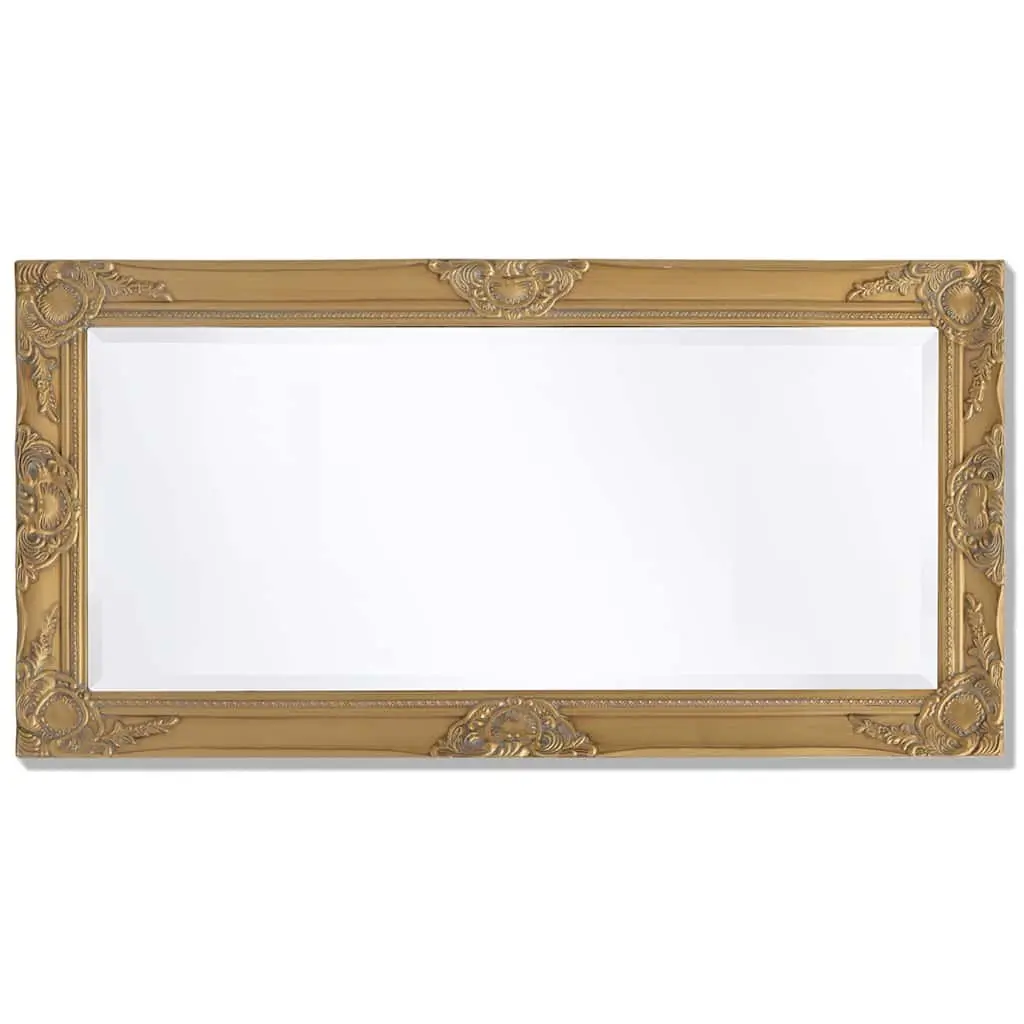 Ornate Wall Mirror Baroque Style Gold Wooden Frame Bevelled Edge 100x50cm for Bedroom Dressing Room Living Space