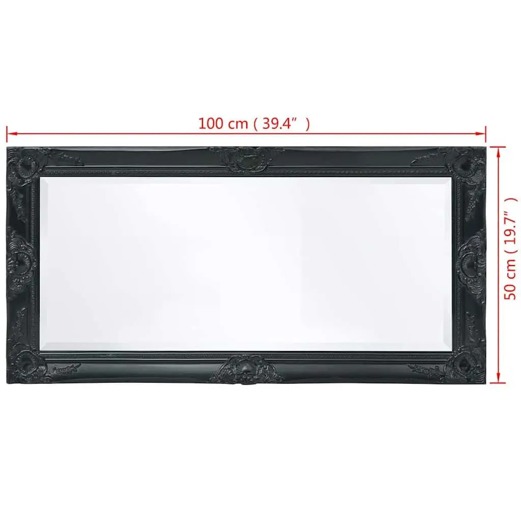 Wall Mirror Decorative Baroque Style Black Ornate Frame Dressing Room 100x50cm