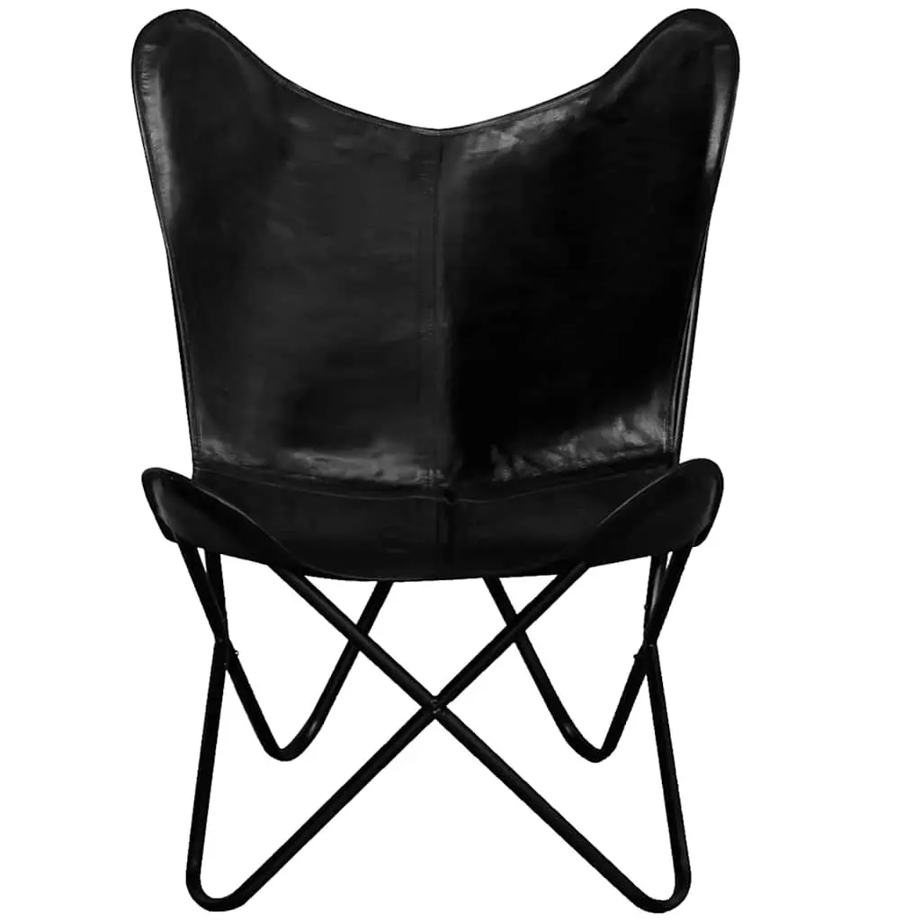 Butterfly Chair Black Leather Vintage Relaxation Seating Furniture