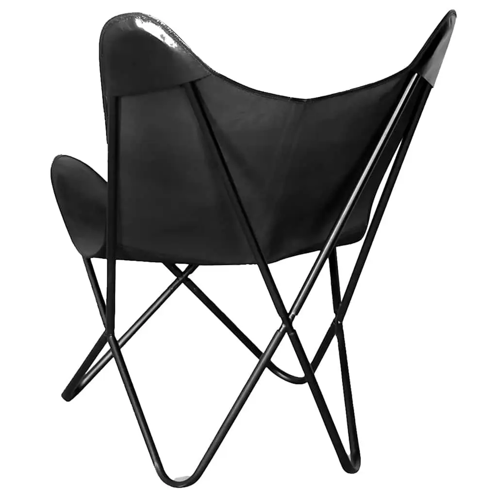 Butterfly Chair Black Leather Vintage Relaxation Seating Furniture