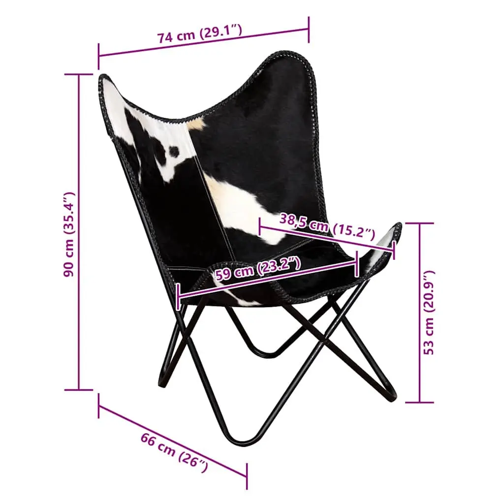 Butterfly Chair Black Leather Vintage Relaxation Seating Furniture