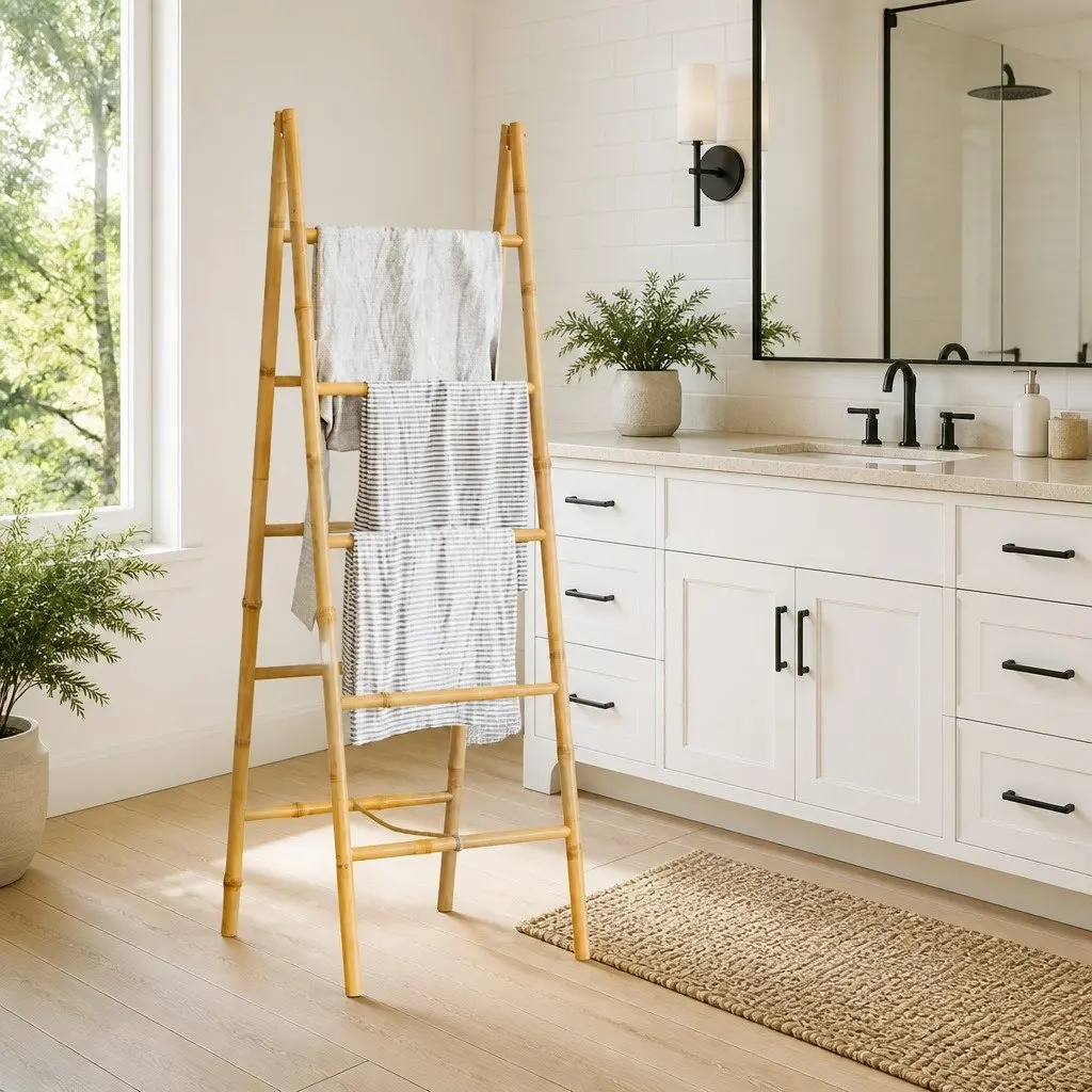 Double Towel Ladder 50x160cm Bamboo Brown