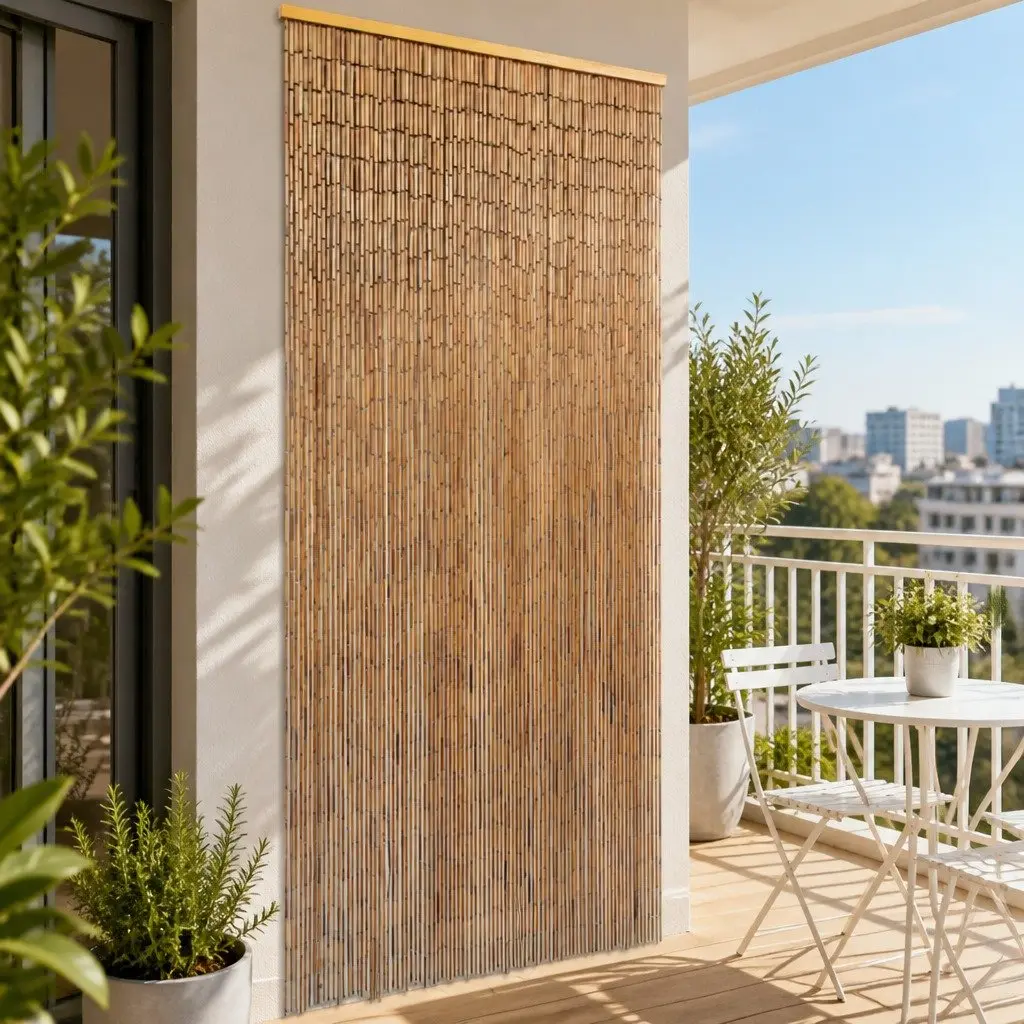 Bamboo Door Curtain Indoor Outdoor 90x200 cm Brown Insect Screen