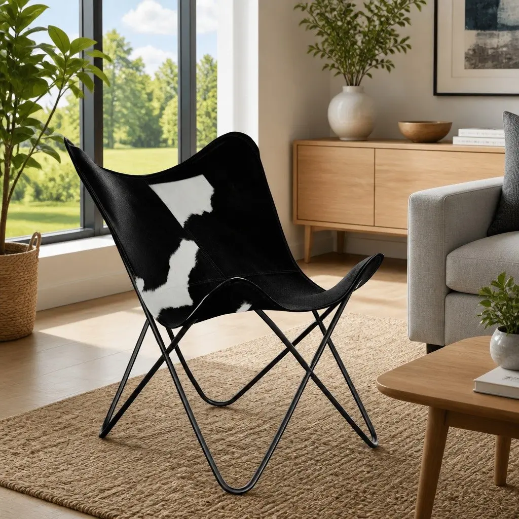 Black Cowhide Butterfly Chair
