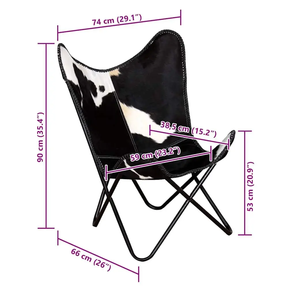 Black Cowhide Butterfly Chair