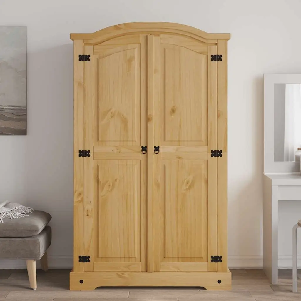 Wooden Wardrobe for Bedroom 2 Doors Brown Pine