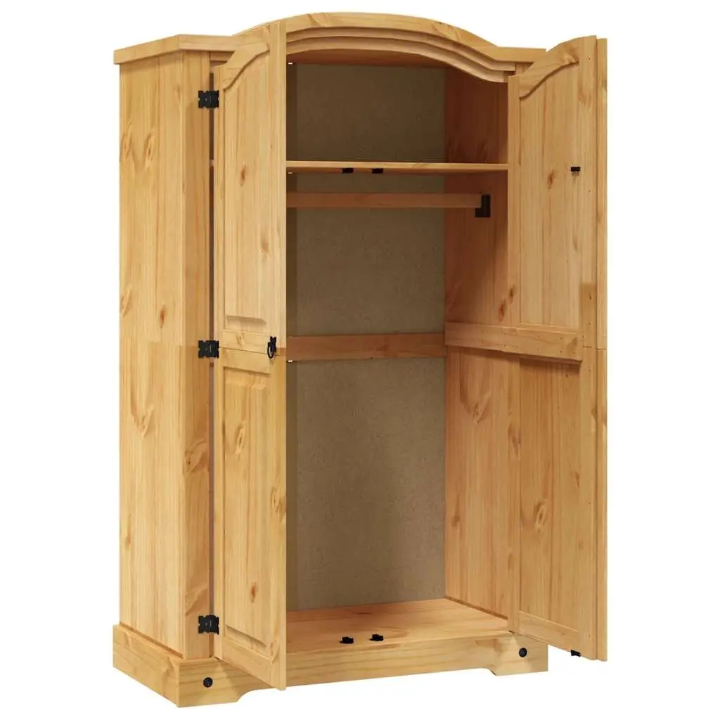 Wooden Wardrobe for Bedroom 2 Doors Brown Pine