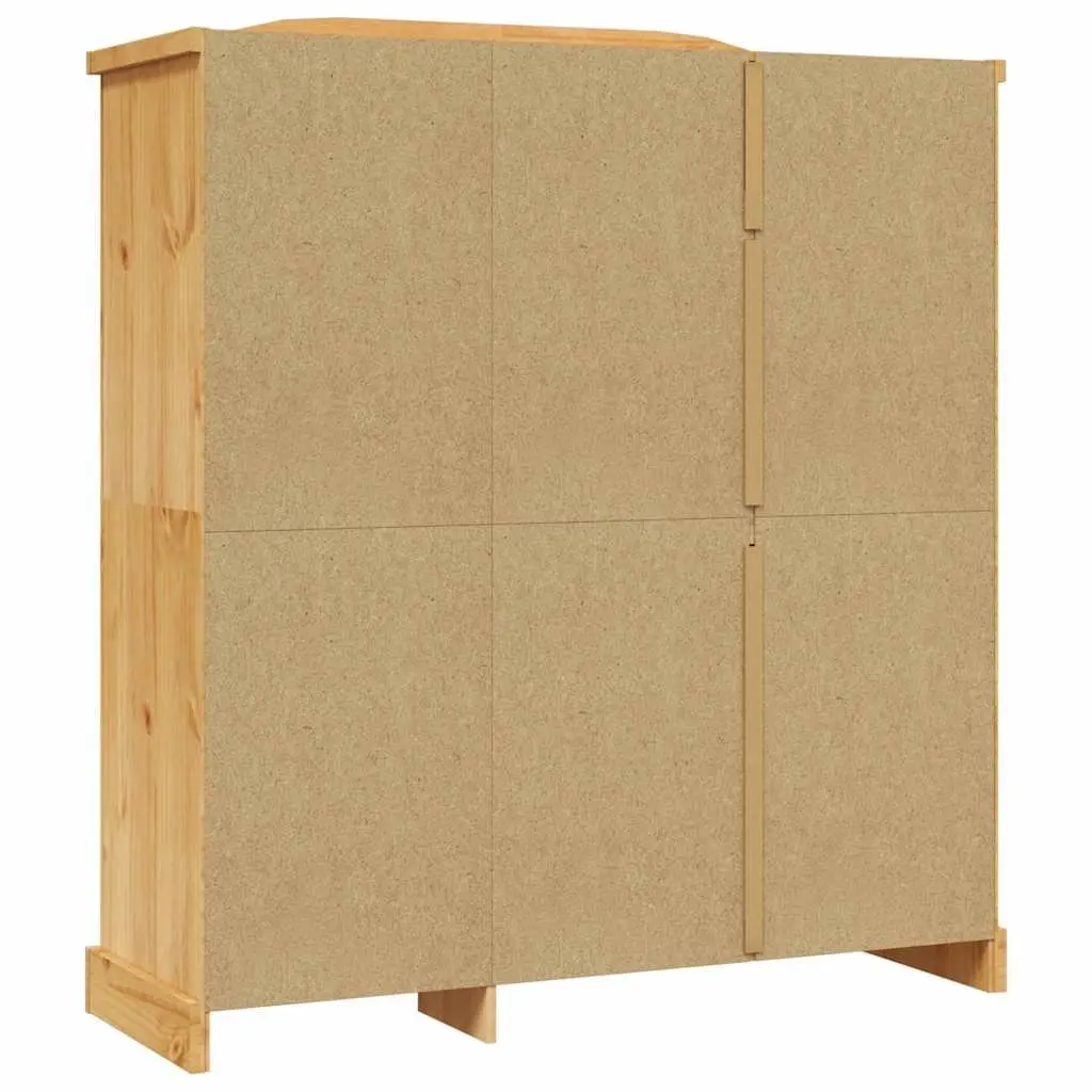 Wooden Wardrobe Cabinet for Bedroom 3 Door Brown Pine Armoire Storage Cupboard