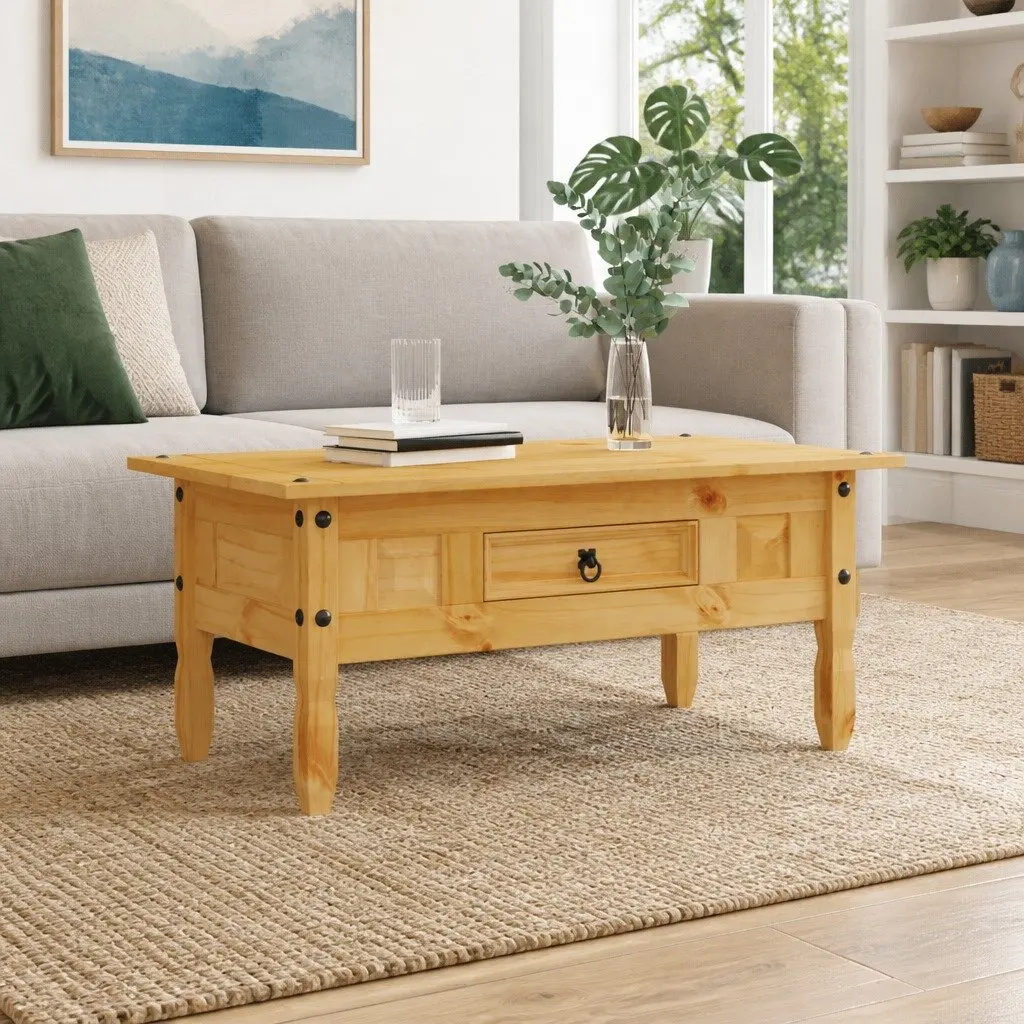 Coffee Table Living Room Brown Solid Pine 100 x 55 x 44 cm