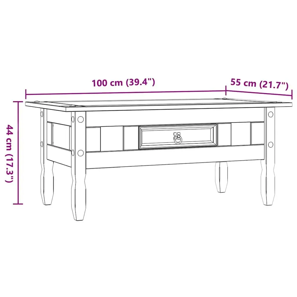 Coffee Table Living Room Brown Solid Pine 100 x 55 x 44 cm