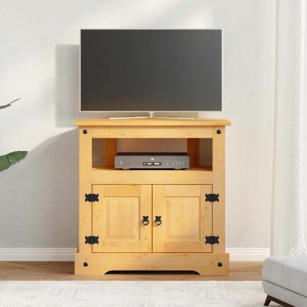 Console Table Side Cabinet Mexican Pine Corona Style Brown Wooden End Table