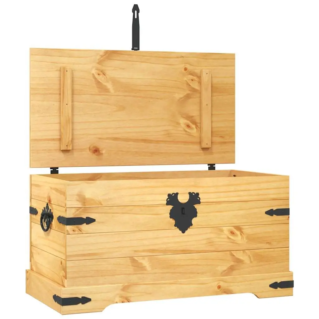 Wooden Storage Chest for Bedroom Living Room Brown 91 x 49.5 x 47 cm Rustic Pinewood Corona Style