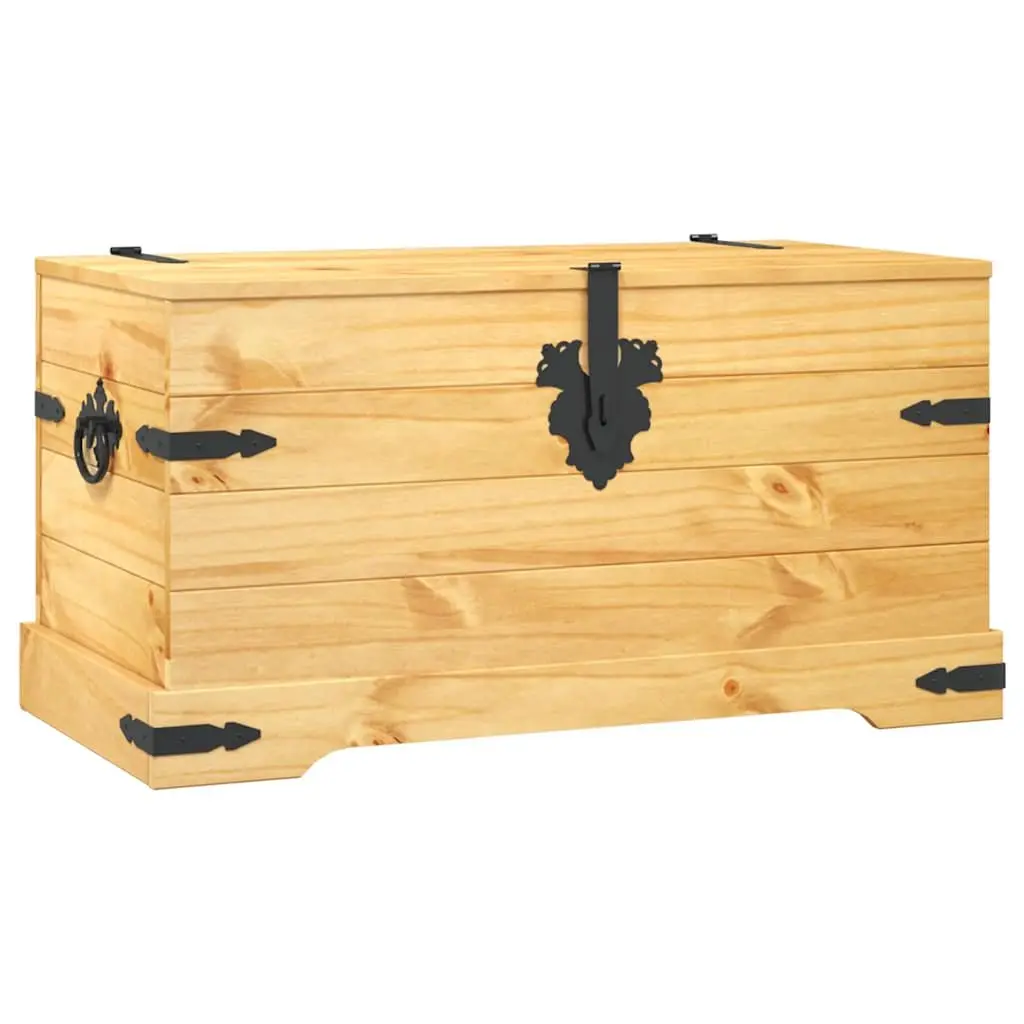 Wooden Storage Chest for Bedroom Living Room Brown 91 x 49.5 x 47 cm Rustic Pinewood Corona Style