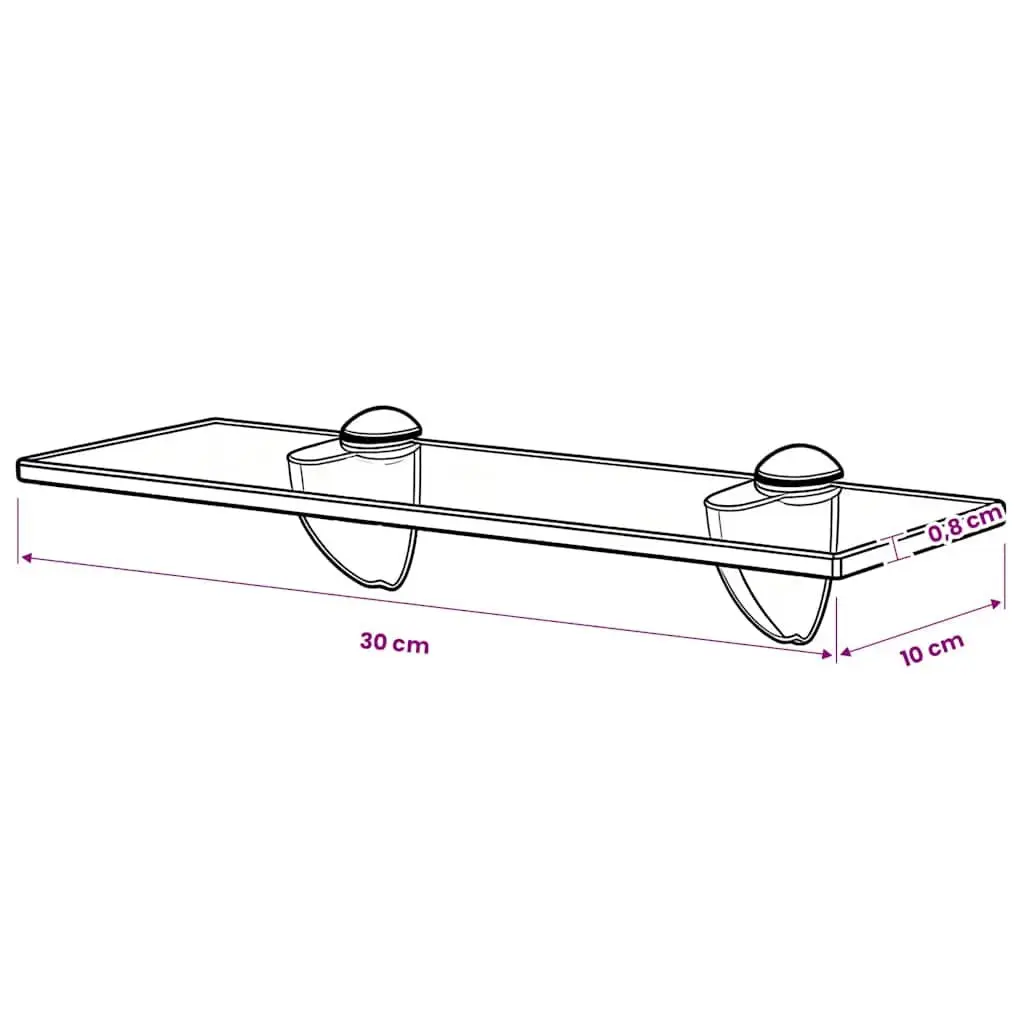 Floating Wall Shelf Glass 30x10 cm Modern Bathroom Bedroom Living Room Display