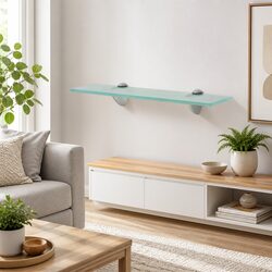40x10cm Floating Wall Shelf with Transparent Glass Design