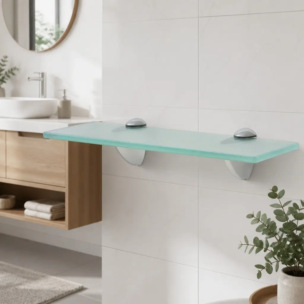 Floating Wall Shelf Glass Transparent 30x20 cm Modern Display Bracket Ledge