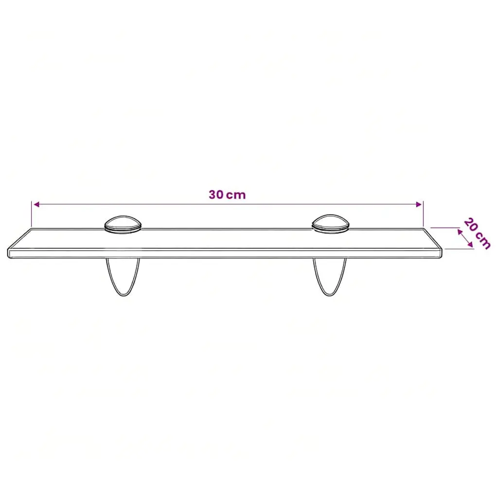 Floating Wall Shelf Glass Transparent 30x20 cm Modern Display Bracket Ledge