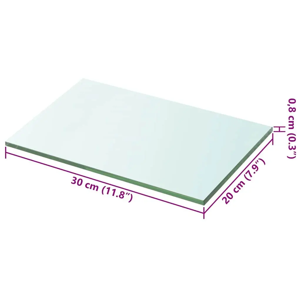 Tempered Glass Wall Shelf Panel for Home Shop 20x30cm Clear