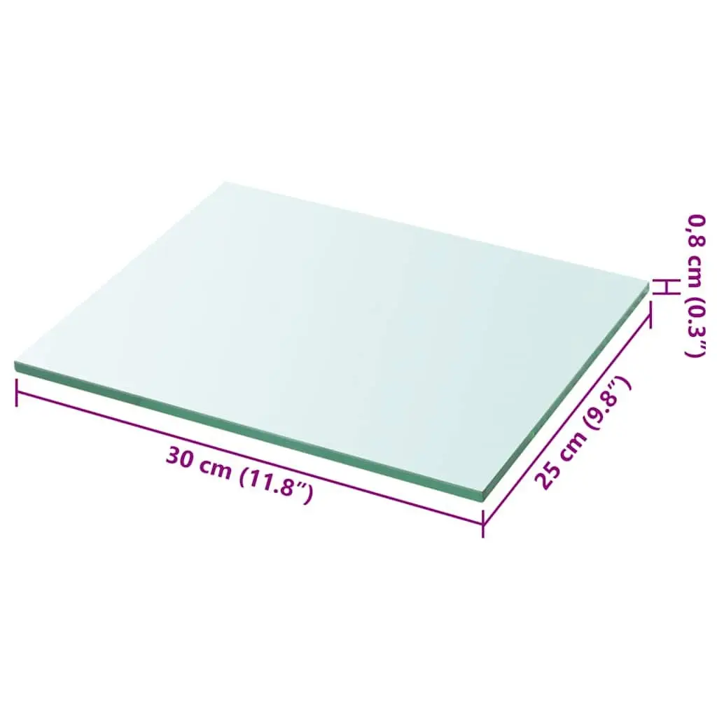Glass Shelf Panel Clear 30x25 cm Wall Mount Display Ledge Modern Home Shop