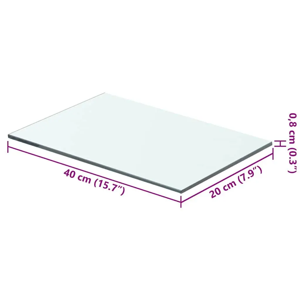 Glass Shelf Panel Clear 40x20 cm Wall Mount Display Shelving Tempered Toughened