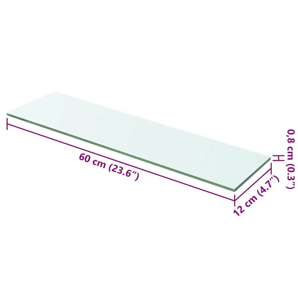 Glass Shelf Panel Wall Mount 60x12 cm Transparent