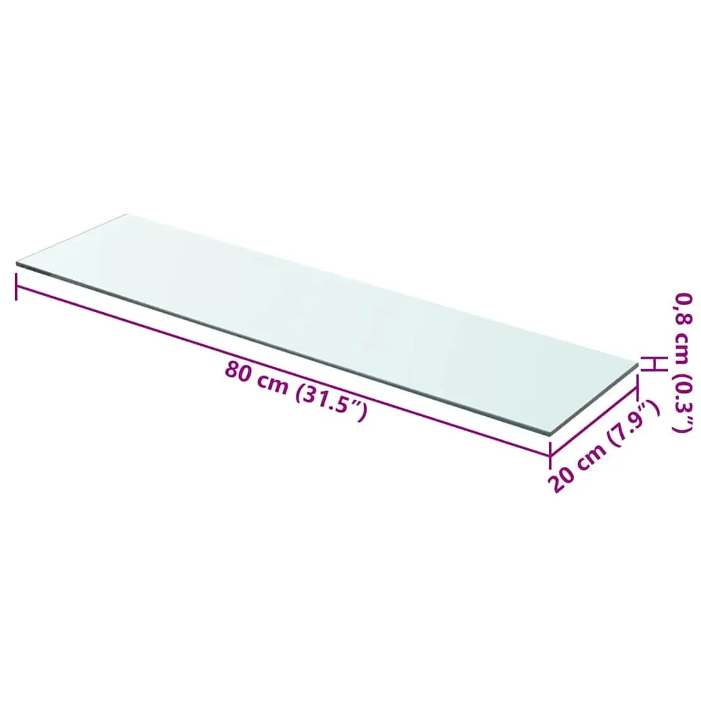 Tempered Glass Shelf Panel for Wall Display 80x20 cm Clear