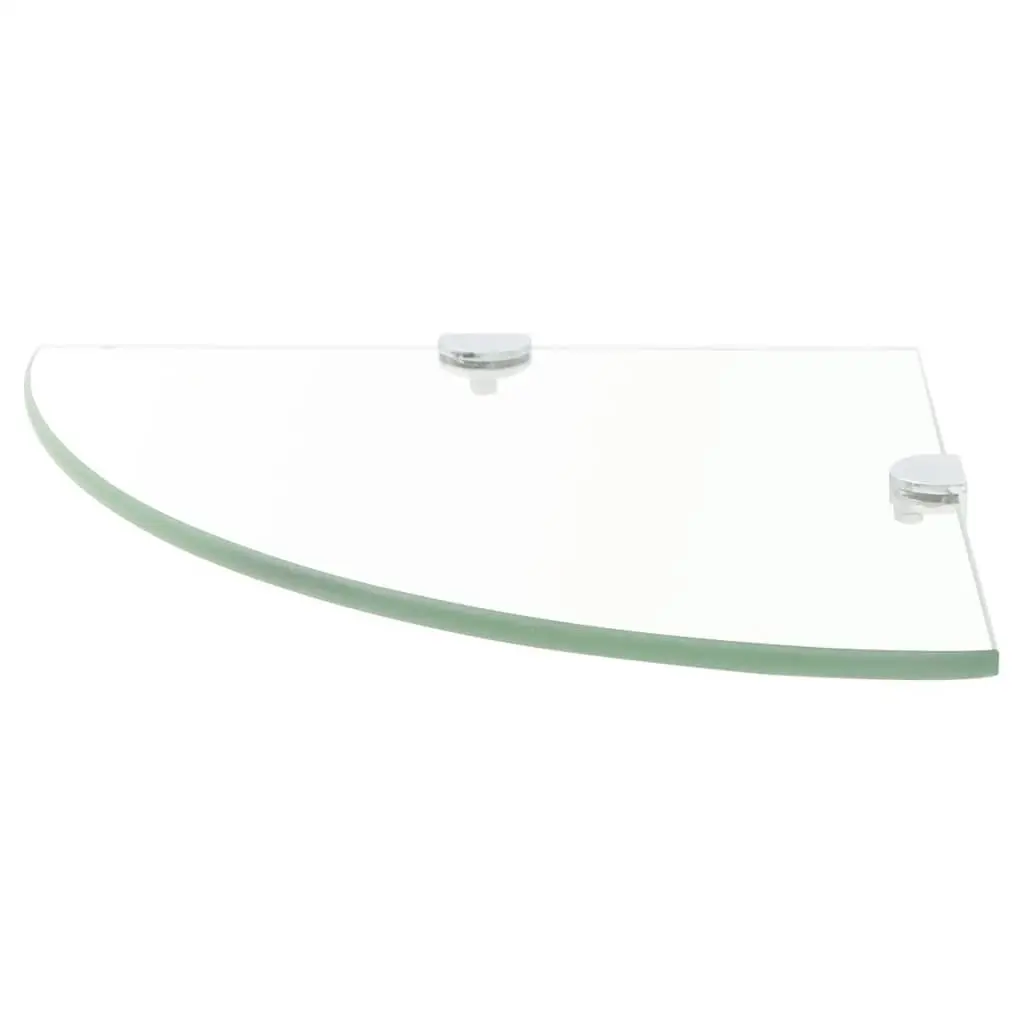 Corner Wall Shelf Transparent Glass with Chrome Supports 25x25cm Storage Display