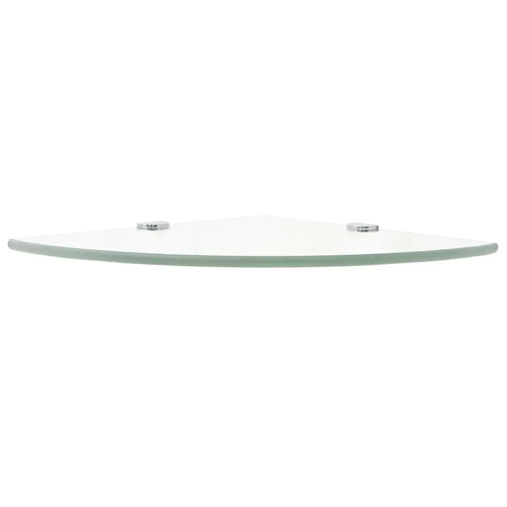Corner Wall Shelf Transparent Glass with Chrome Supports 25x25cm Storage Display