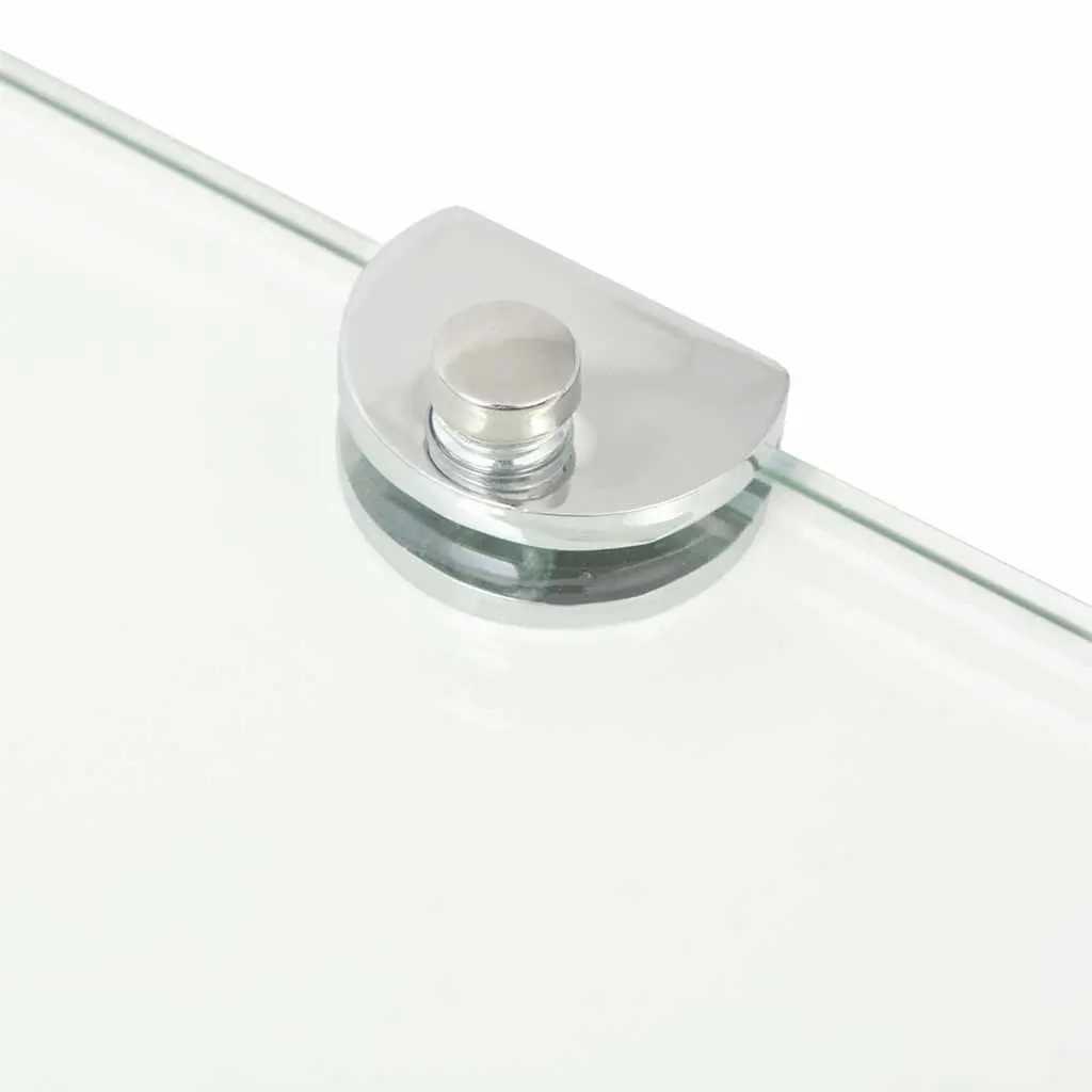 Corner Wall Shelf Transparent Glass with Chrome Supports 25x25cm Storage Display