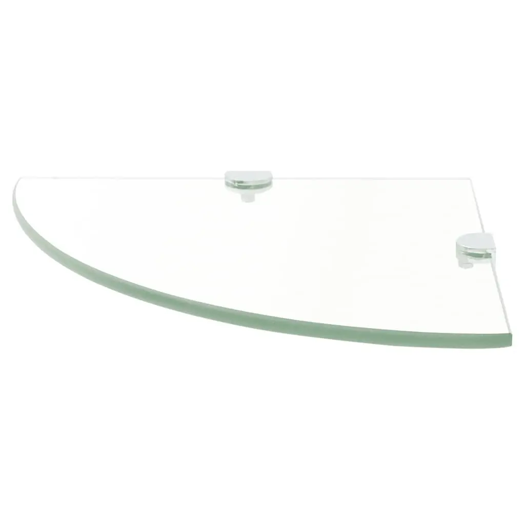Corner Wall Shelf Tempered Glass Clear Floating Storage Kitchen Bathroom 35x35cm