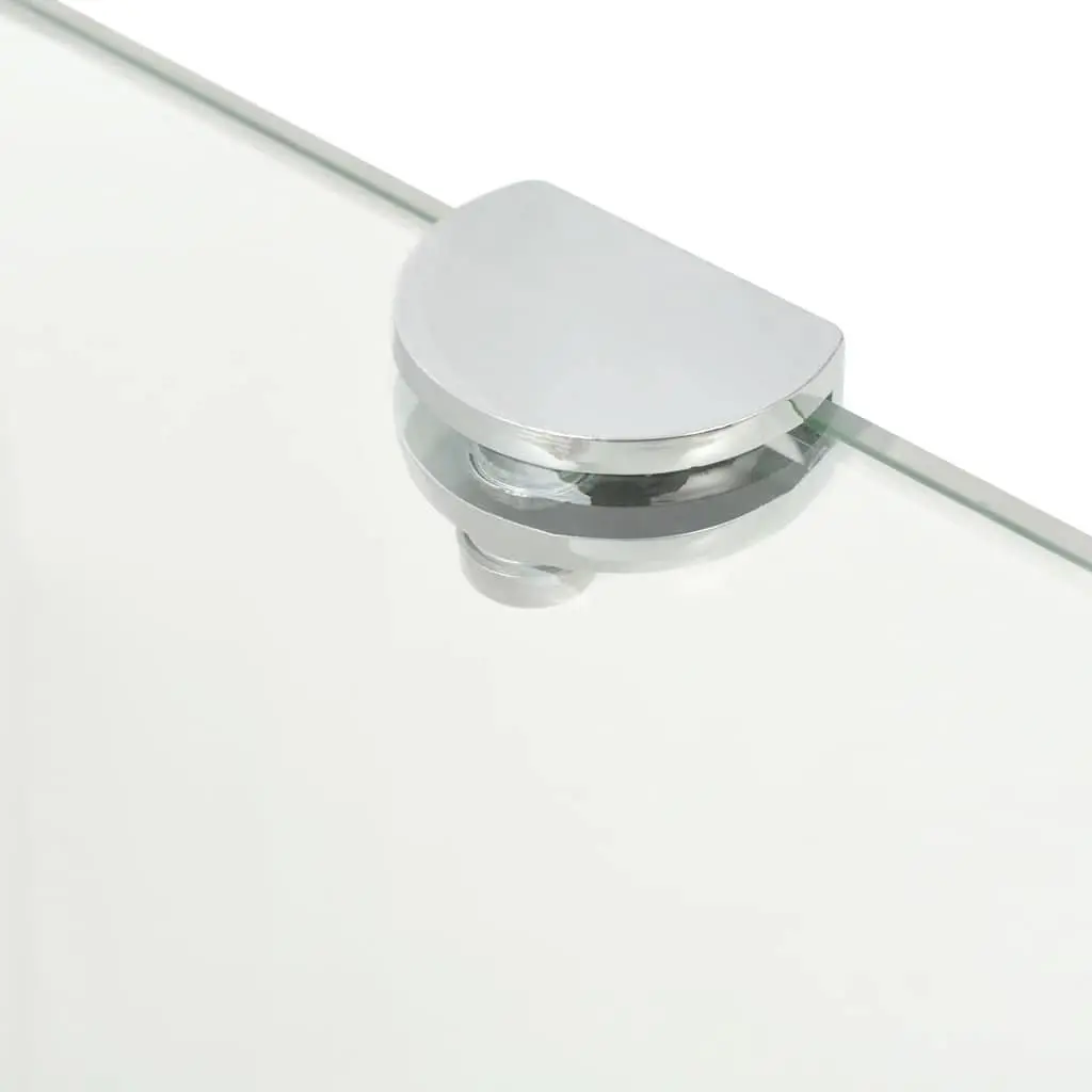 Corner Wall Shelf Tempered Glass Clear Floating Storage Kitchen Bathroom 35x35cm