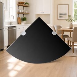 Specifications for Black Glass Floating Corner Shelf, 25cm