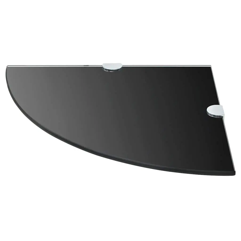 Black Glass Floating Corner Shelf, 25cm